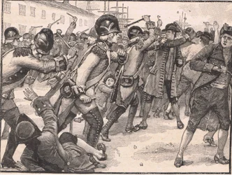 Affray Bostonissa sotilaiden ja köydenvalmistajien välillä 1770 jKr